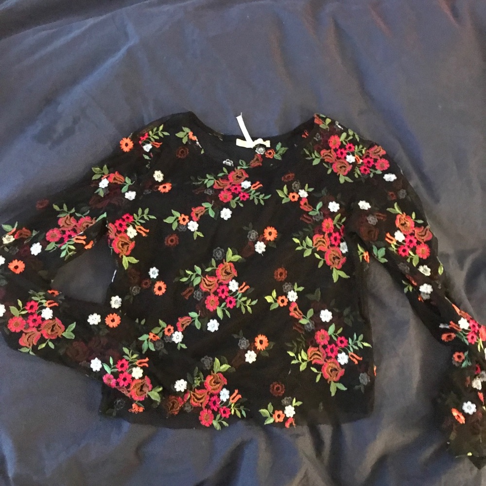 Urban Outfitters Floral Mesh Top